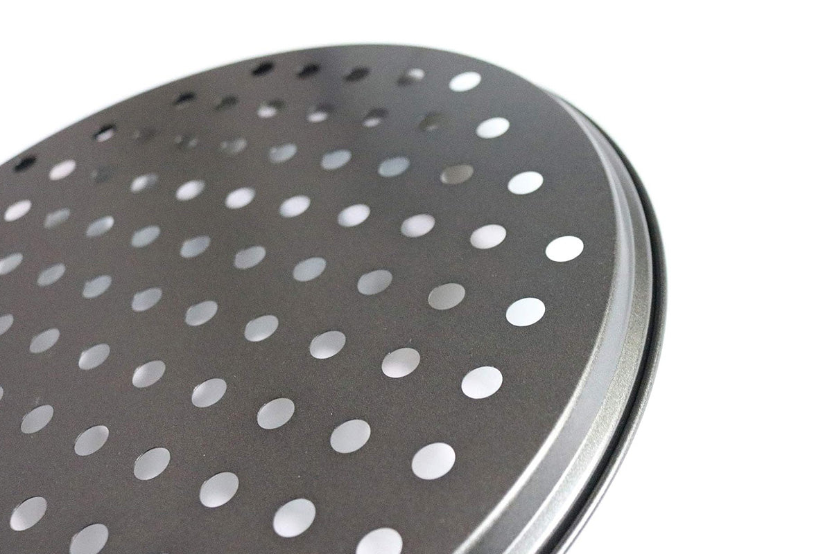 Pizza Pan Non Stick Crisper Tray Carbon Steel Round Oven Bakeware with Holes 24-32cm