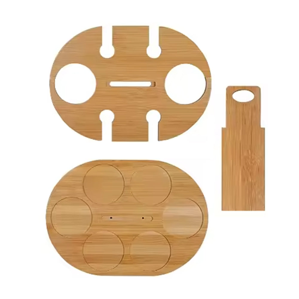 Bamboo Wine Storage and Display Rack Holds 2 Bottles and 4 Glasses