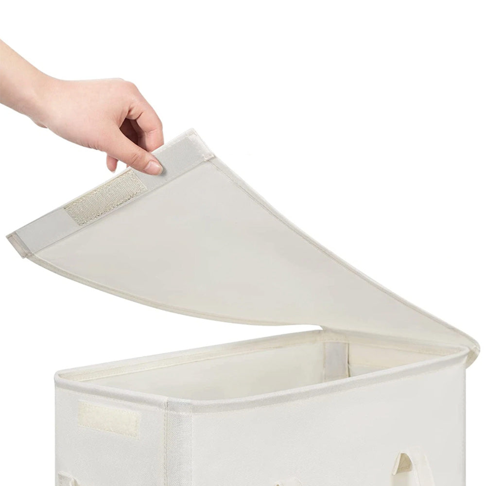 65L Laundry Basket with Wheels Lid Handle Foldable Dirty Clothes Basket for Home Dorm