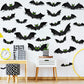 128Pcs 3D Black Bat With Glow Eyes Halloween Decorative Bats Wall Stickers