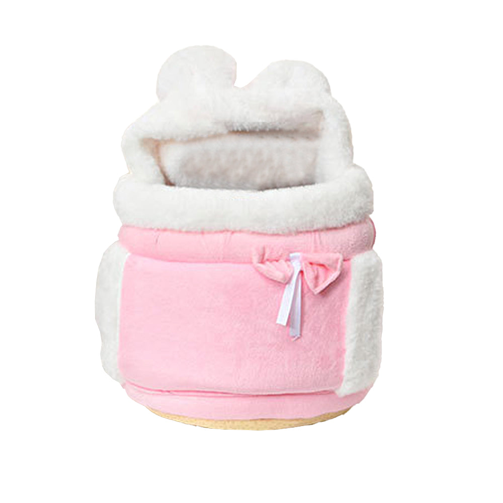 Plush Backpack Portable Pet Hanging Chest Bag with Hand Warmer Pocket