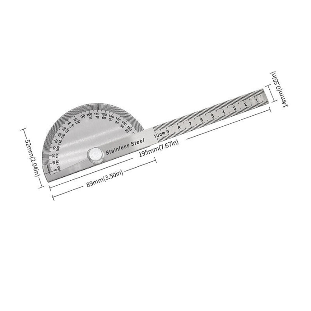 180 Degree Stainless Steel Protractor Angle Finder Arm Measuring Gauge Ruler
