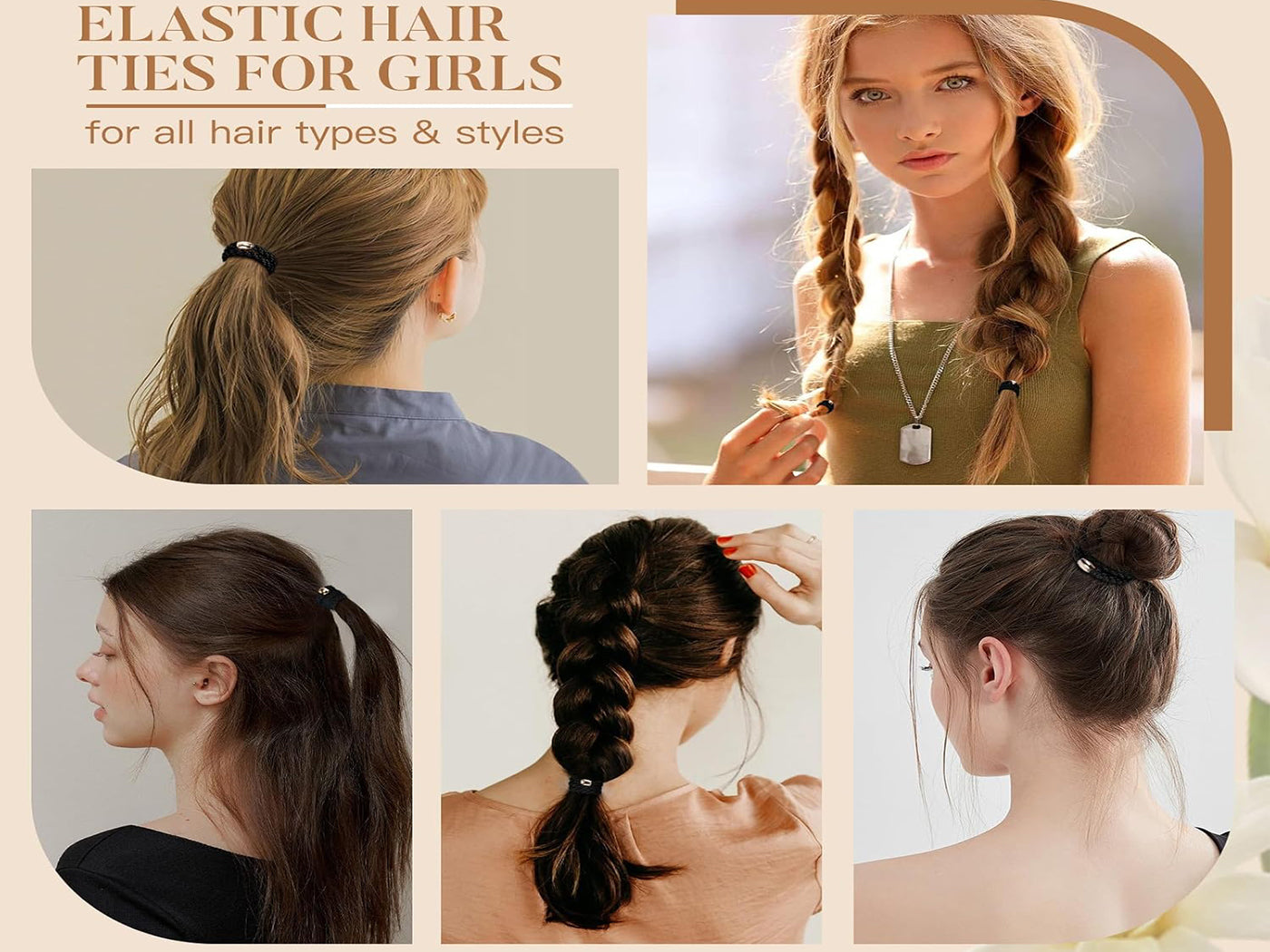 15Pcs Braided Ponytail Holders Elastic Hair Ties