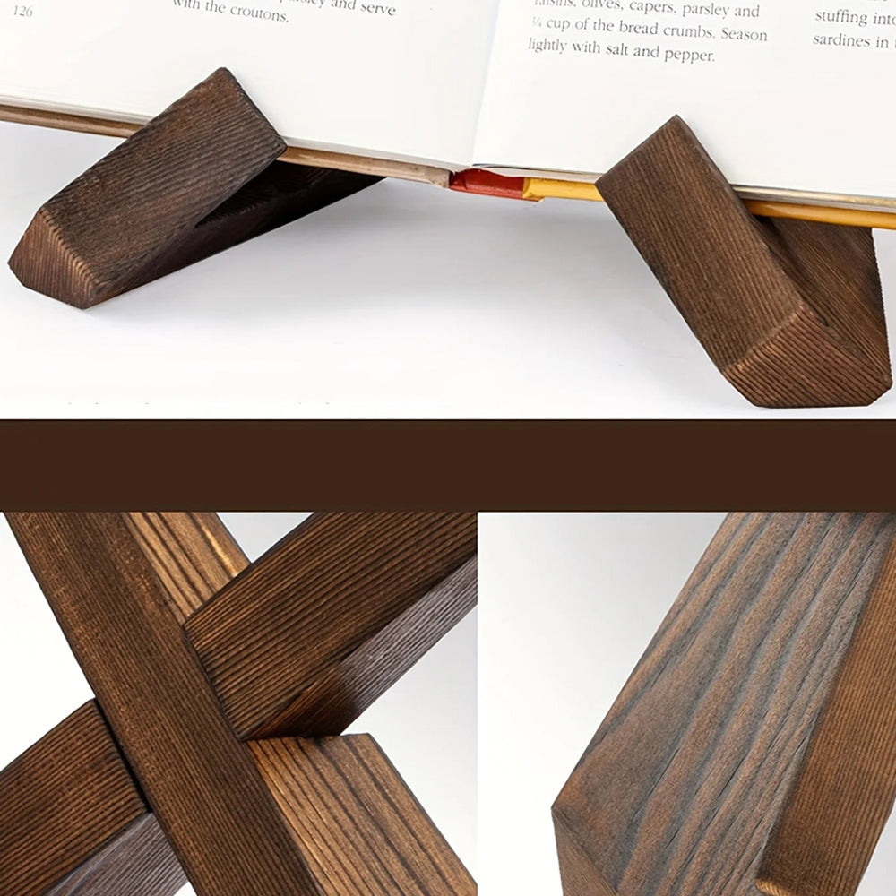 2Pcs Wooden Cookbook Display Stand