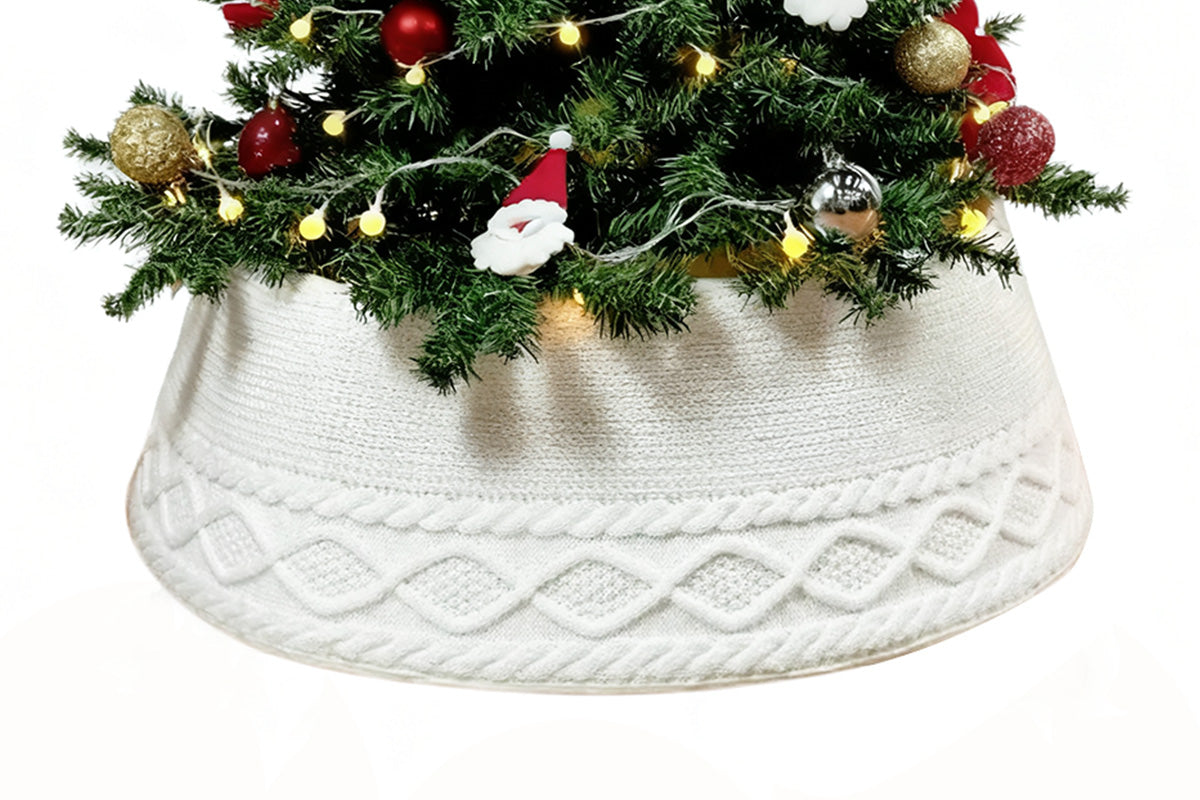 Knitted Christmas Tree Chunky Cable Knit Christmas Tree Skirt for Artificial Trees