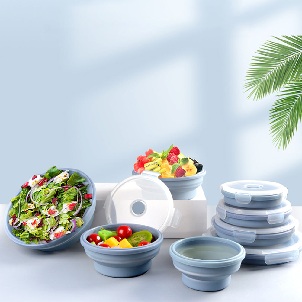 4Pcs Collapsible Food Storage Containers with Lid Microwave Freezer Security