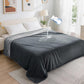 Water-Resistant Reversible Flannel Blanket Machine-Washable for Bed Sofa Camping-Grey