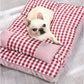 Plaid Pattern Removable Rectangular Pet Bed Sofa With Pillow