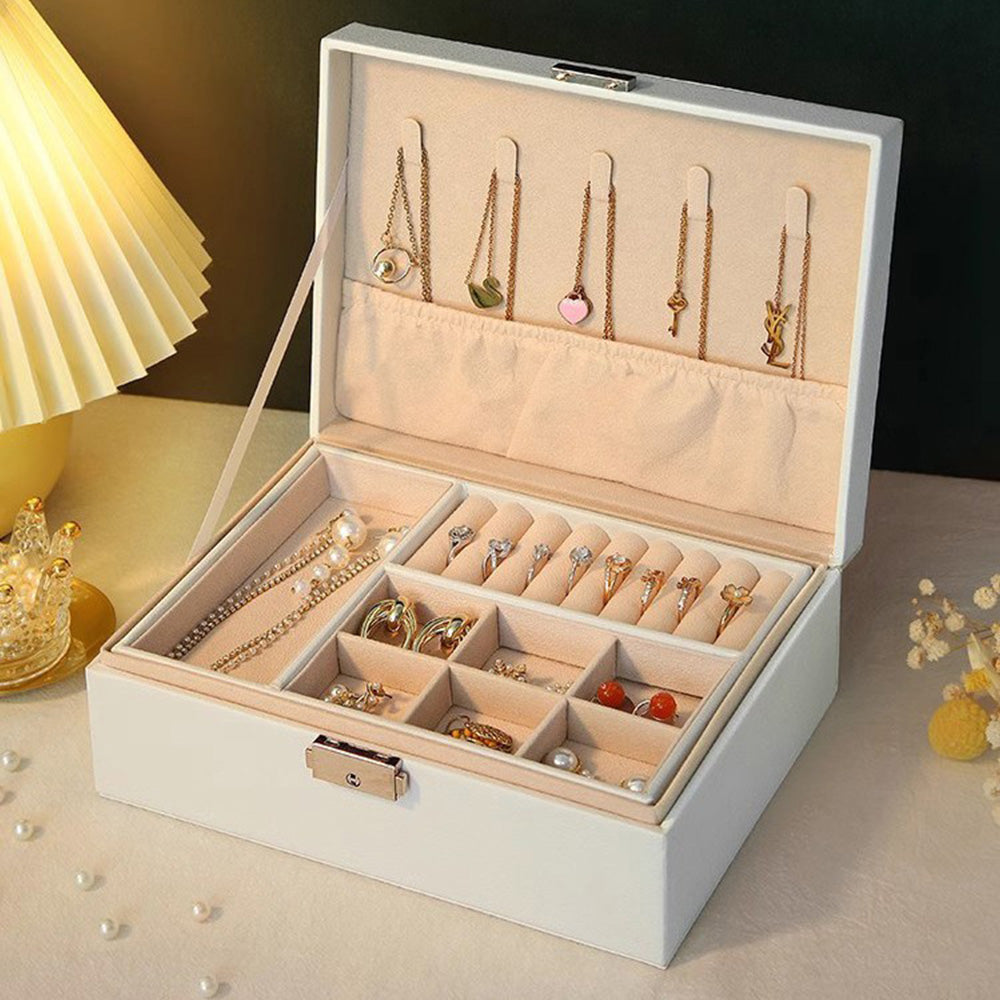 Jewellery Organiser Case Box Holder Storage Earring Ring Display with Lock and Key