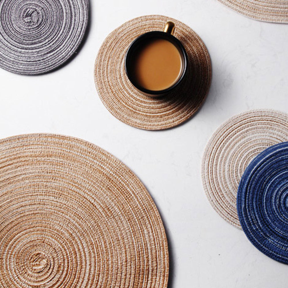 Round Braided Placemats Set of 4 Washable Place Mats for Dining Tables