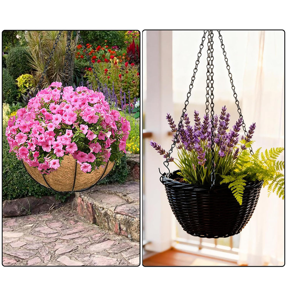 4 Pack 58cm Hanging Basket Chain with Hooks Black Metal Planter Flower Pot Chain