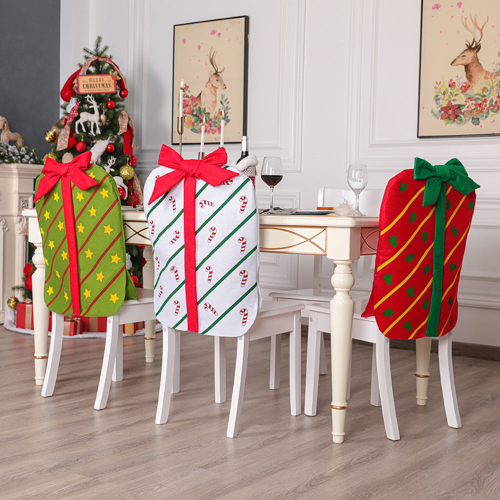 2Pcs Christmas Bowknot Chair Back Cover