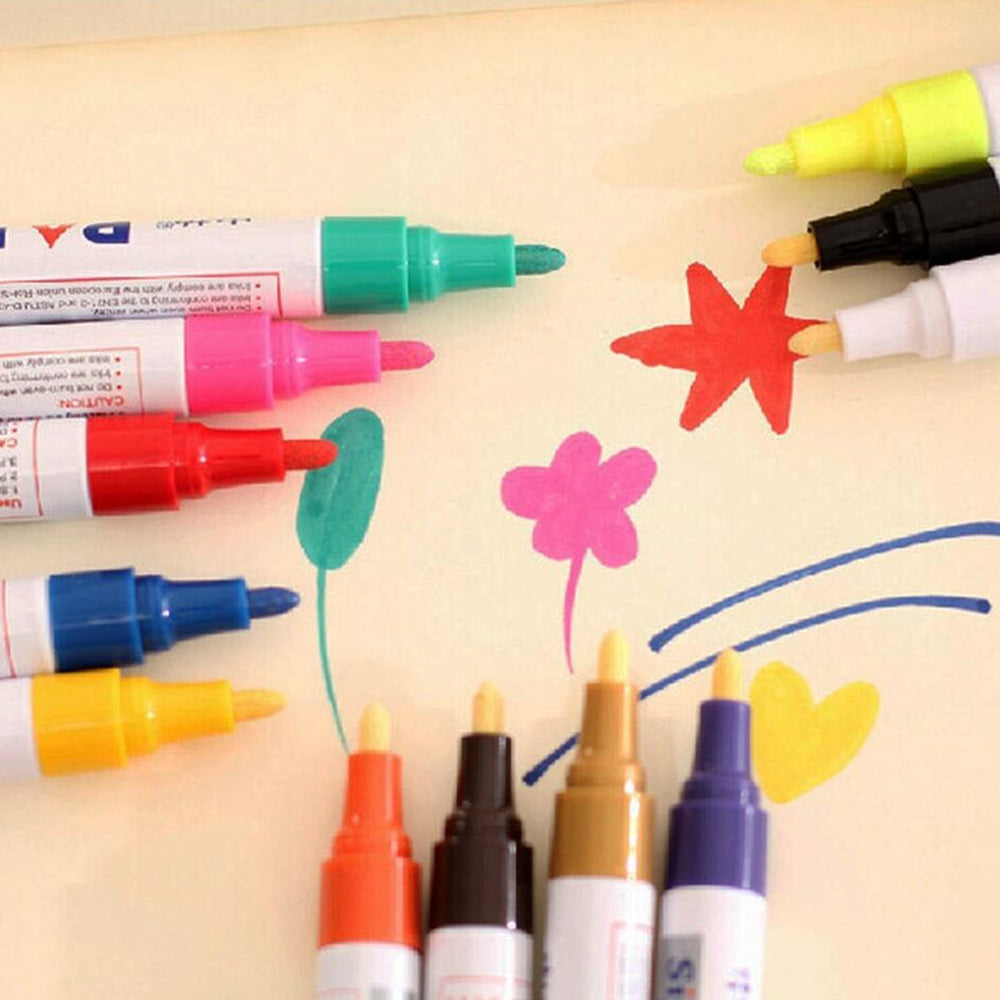 12Pcs Permanent Marker Pen For Car Rubber Tyre