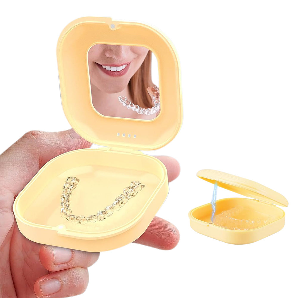 Retainer Case with Mirror and Retainer Removal Tool Mouth Guard Storage Box