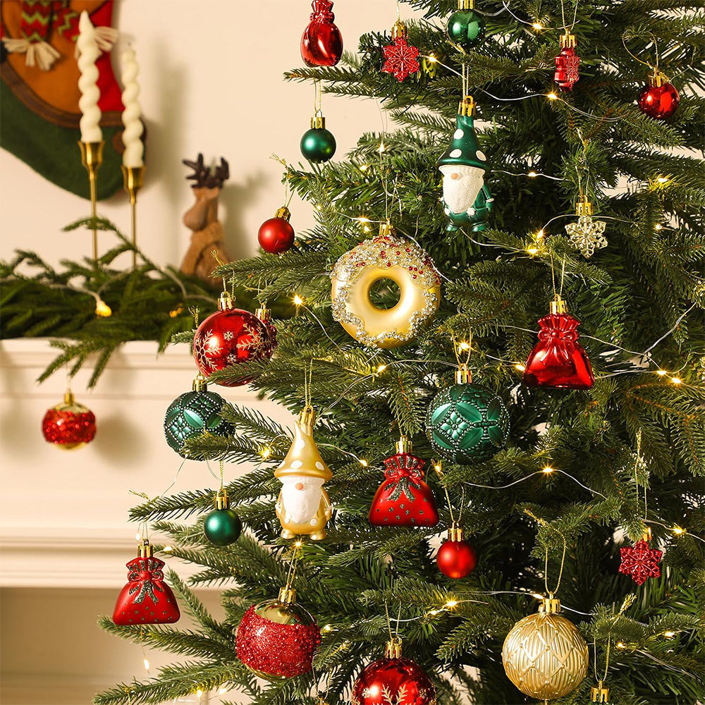 60 Piece Christmas Donut Santa Gnome Ball Hanging Ornament Set