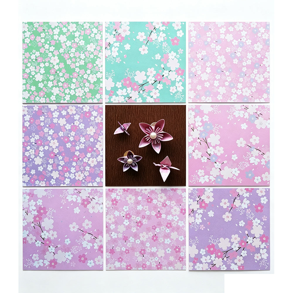 180 Sheets 12 Styles Japanese Sakura Origami Square Paper Craft Folding 15x15cm