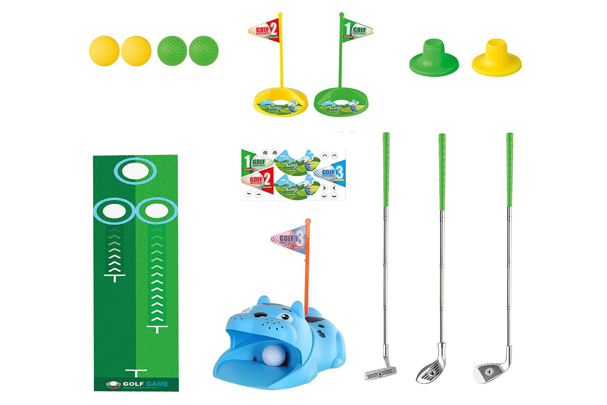 Kids Golf Set Indoor Outdoor Automatic Ball Return Golf Game for Family