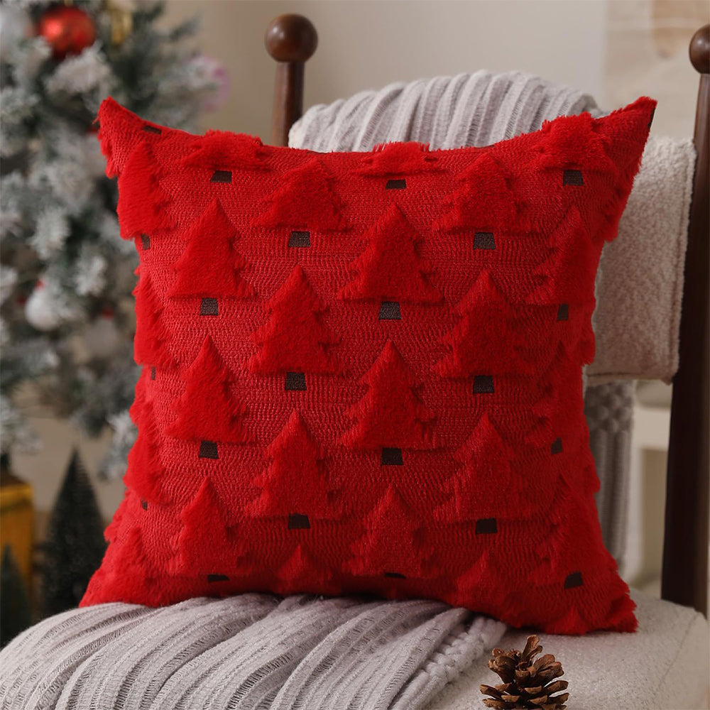 Christmas Pillow Covers 45x45cm Soft Plush Xmas Tree Throw Pillow Cases(No Insert)