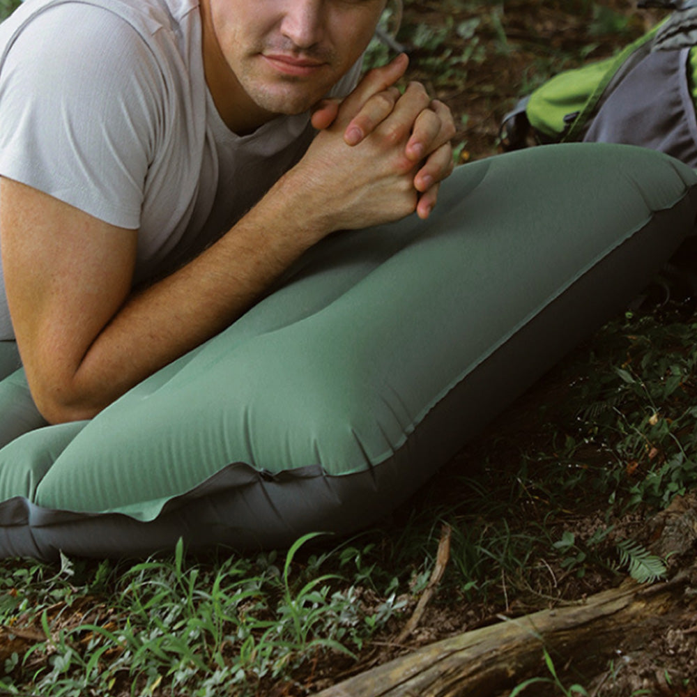 Inflatable Camping Sleeping Pad Ultralight Camping Mat with Pillow and Built-in Foot Pump