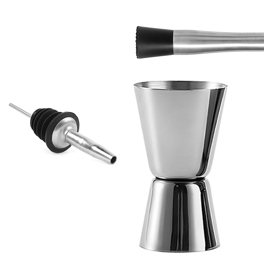 13Pcs Stainless Steel Cocktail Shaker Set Professional Bartender Kit with Recipes Booklet