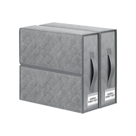 2Pcs Bed Sheet Organizer and Storage Foldable Organizer Closet-Gray Embossed Flowers