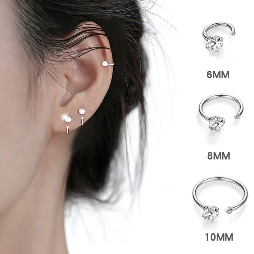 Half Hoop Earrings for Women Lightweight Sterling Silver Stud Earrings for Party Daily Life