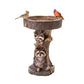 Garden Animal Figurine Resin Bird Water Feeder-Raccoon