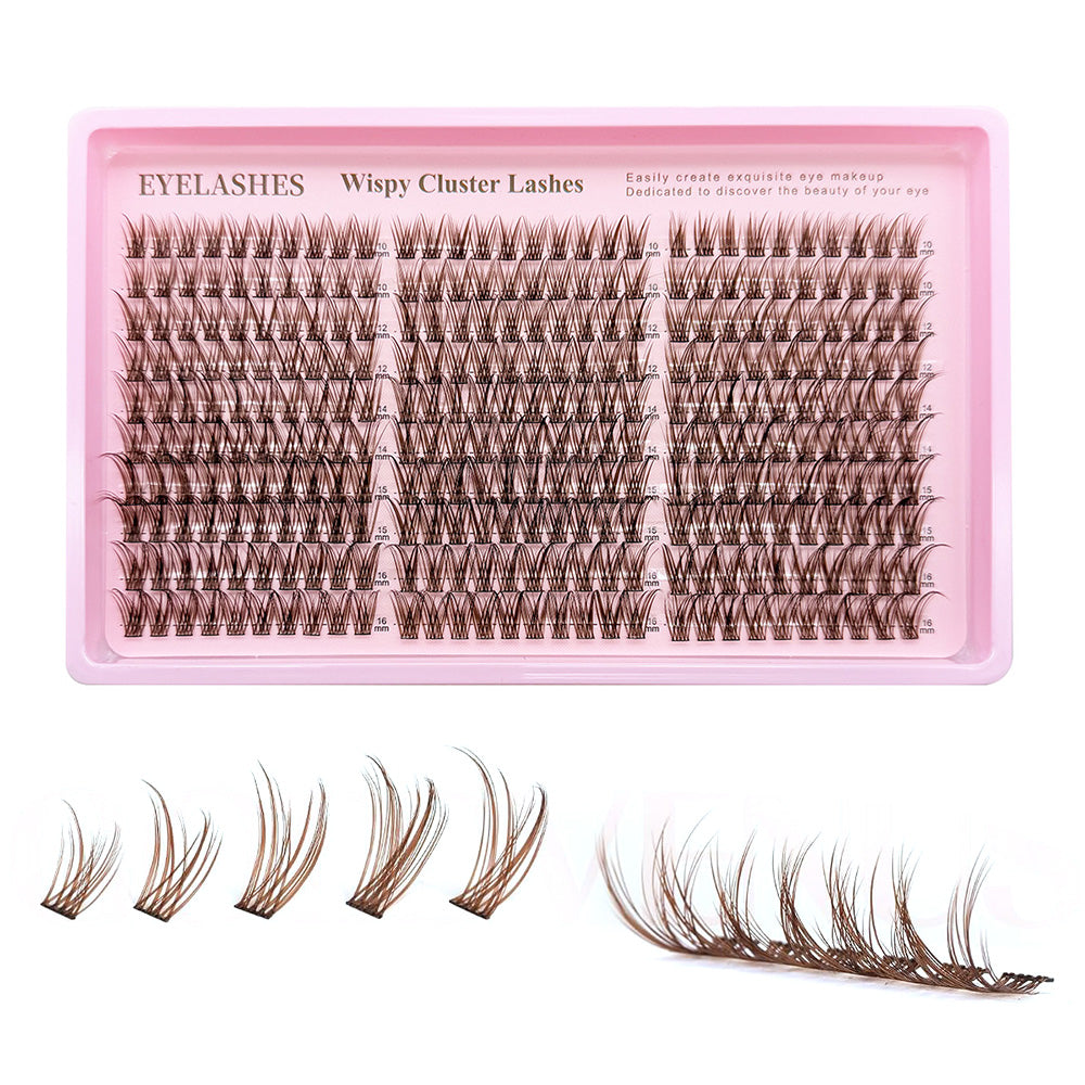 300 PCS Brown False Eyelash Cluster Kit with Multiple Lengths