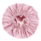 Reusable Water-Resistant Double-Layer Polyester and Satin Shower Cap for Women