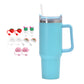 40oz Stainless Steel Water Tumbler with 10Pcs Cute Silicone Straw Caps For Stanley  Cup