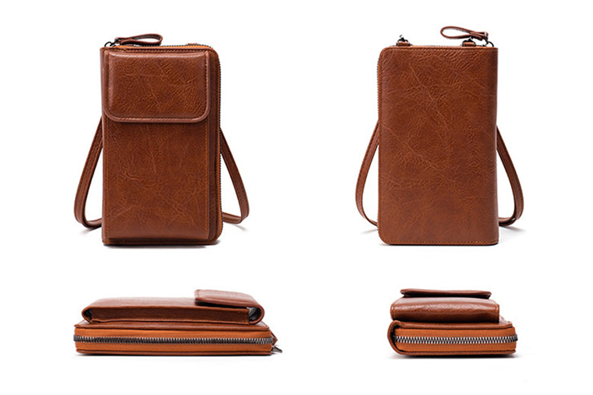 PU Leather Women Pouch Bag Mobile Phone Bag Crossbody Purse Wallet Shoulder Bag