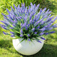 16Pcs Artificial Plants Outdoor Fake Lavender Realistic Plastic Faux Plants for Balcony Patio