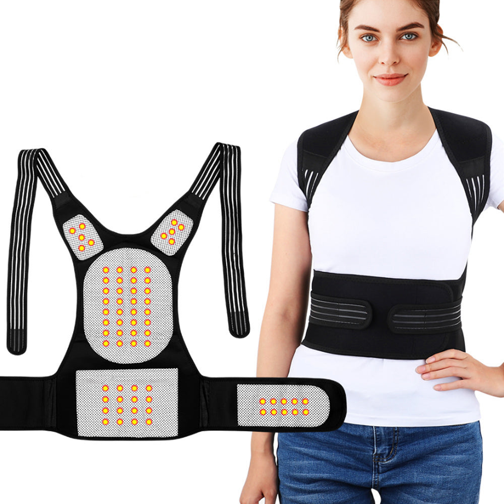 Magnetic Self-Heating Lower Back Support Brace for Therapy Pain Relief
