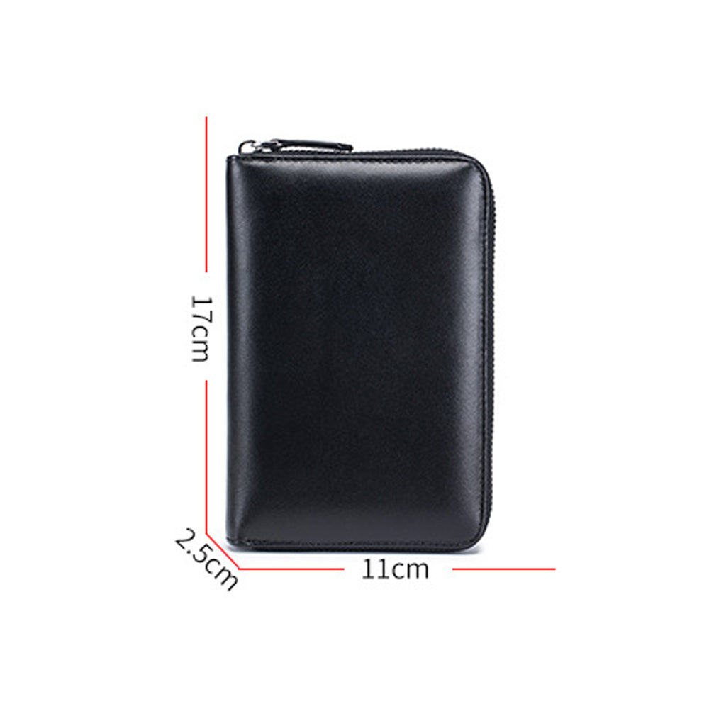 Travel Wallet Genuine Leather Card Holder Wallet with Zipper