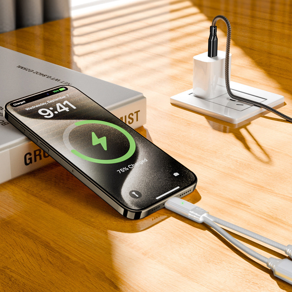 2-in-1 Audio Charger Splitter Type-C Male to USB Female with Type-C Female Charging 100W