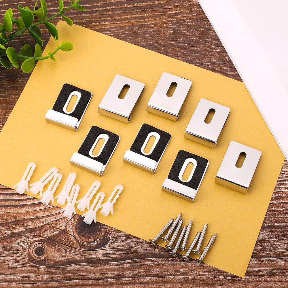 16Pcs Metal Mirror Holder Kit Loaded Mirror Hanger Clips Set