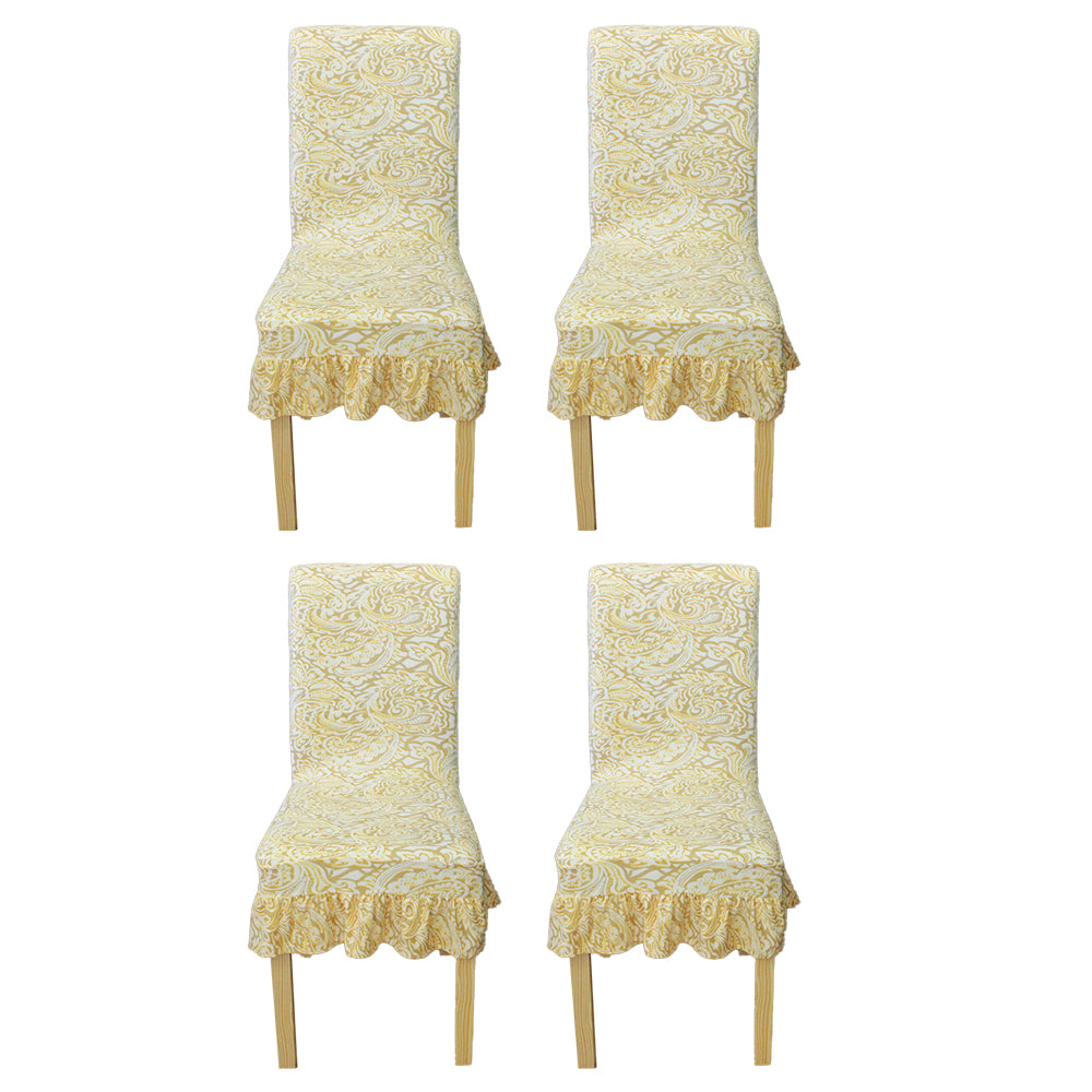 4Pcs Ruffled Stretch Dining Chair Covers