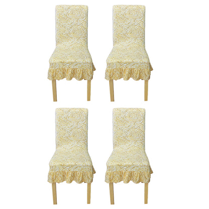 4Pcs Ruffled Stretch Dining Chair Covers