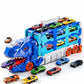 Foldable Dinosaur Truck with Dual Tracks and 6 Small Cars for Home Outdoors