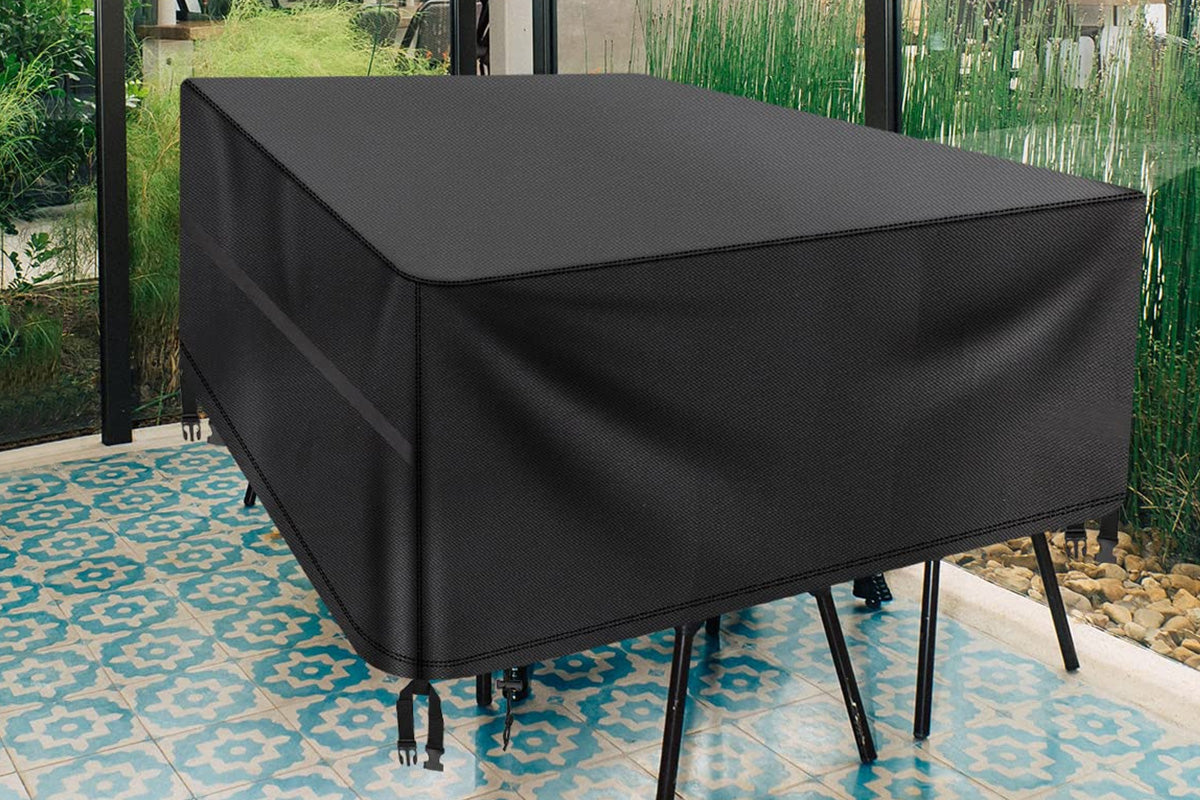 Waterproof Anti-UV Outdoor Furniture Dust Cover with Drawstring and Buckles