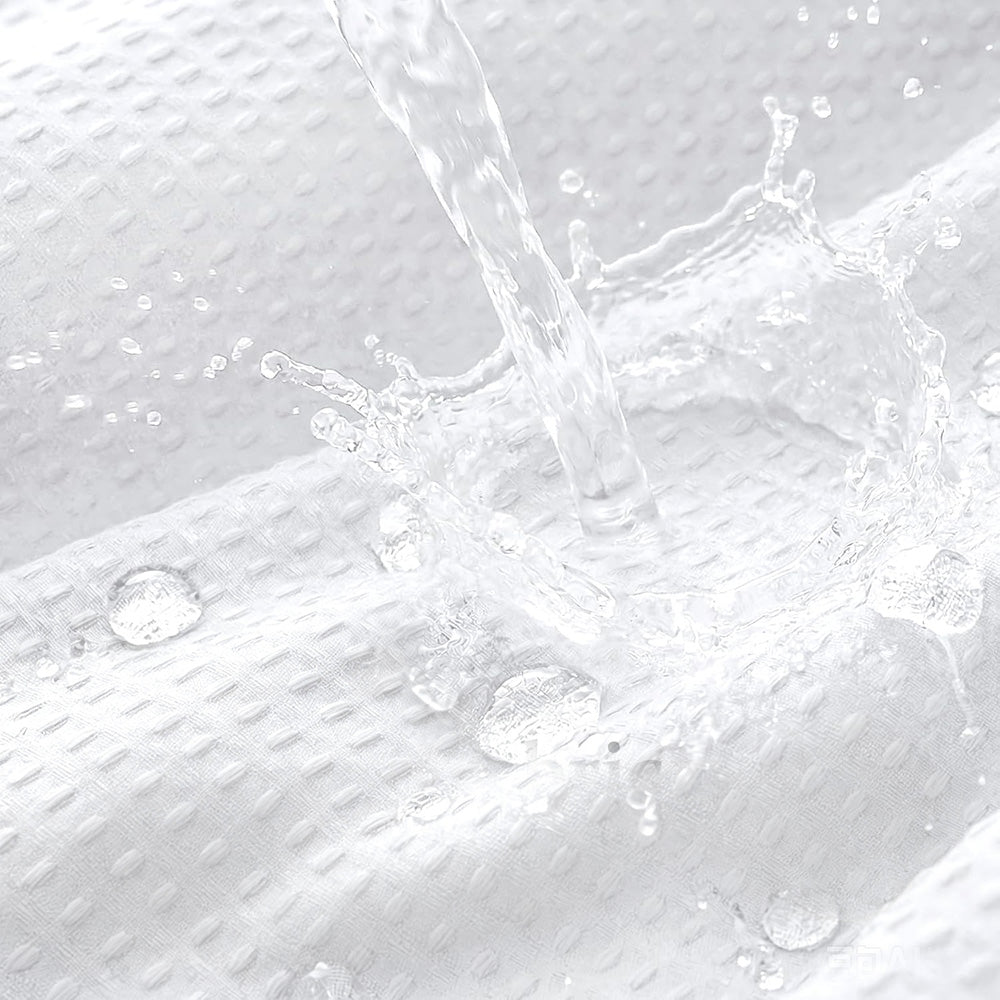 Waffle Weave Water Resistant Shower Curtain with 12 Rustproof Rings-White