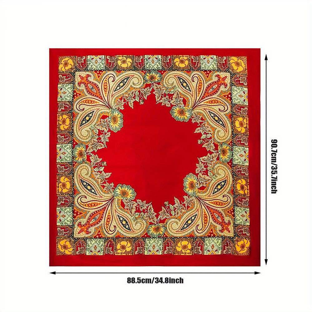 90cm Square Head Scarf Printed Satin Hair Scarf Bandanas for Women