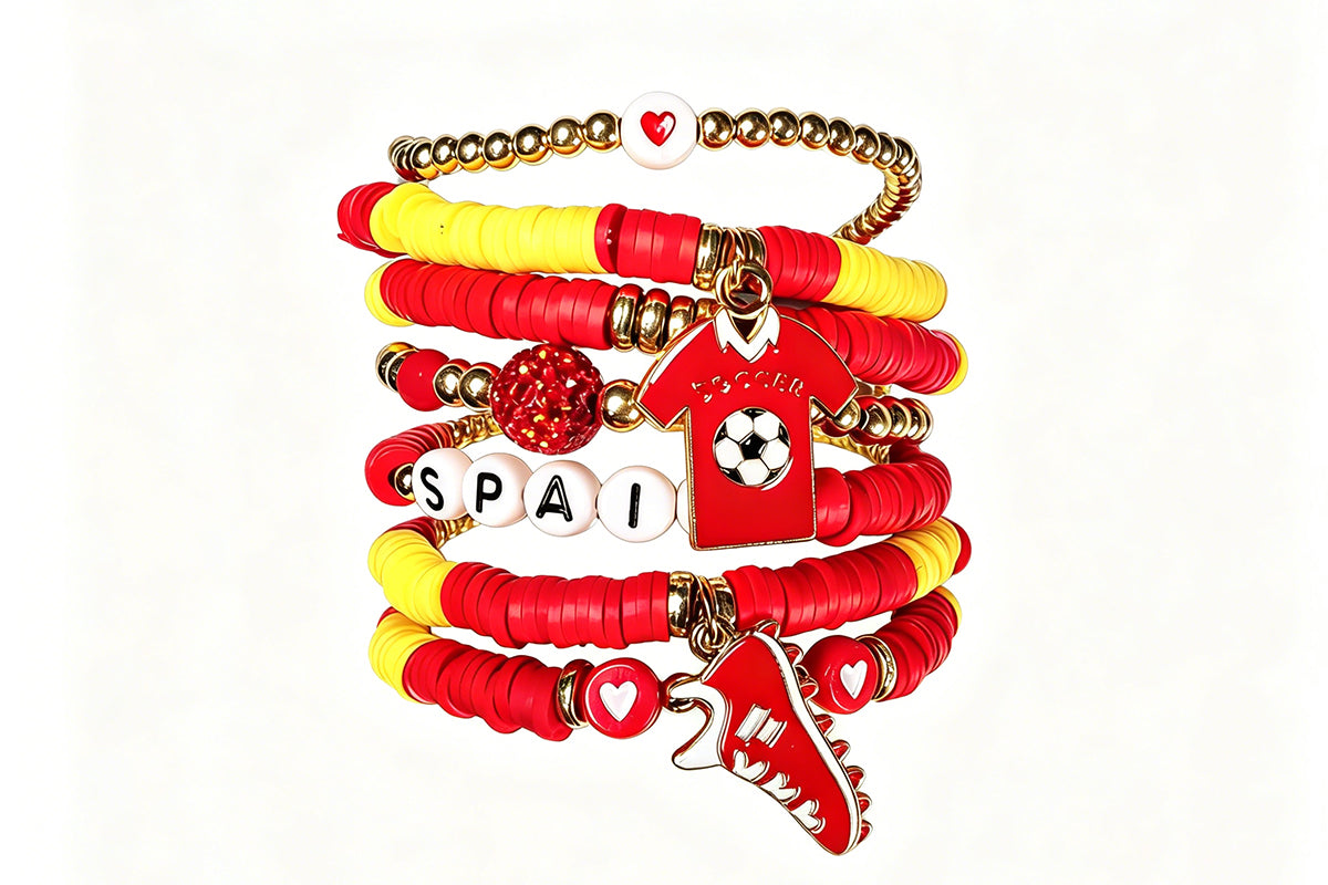 Colorful Soft Clay Football World Cup Bracelets Set for Aldults Soccer Fans