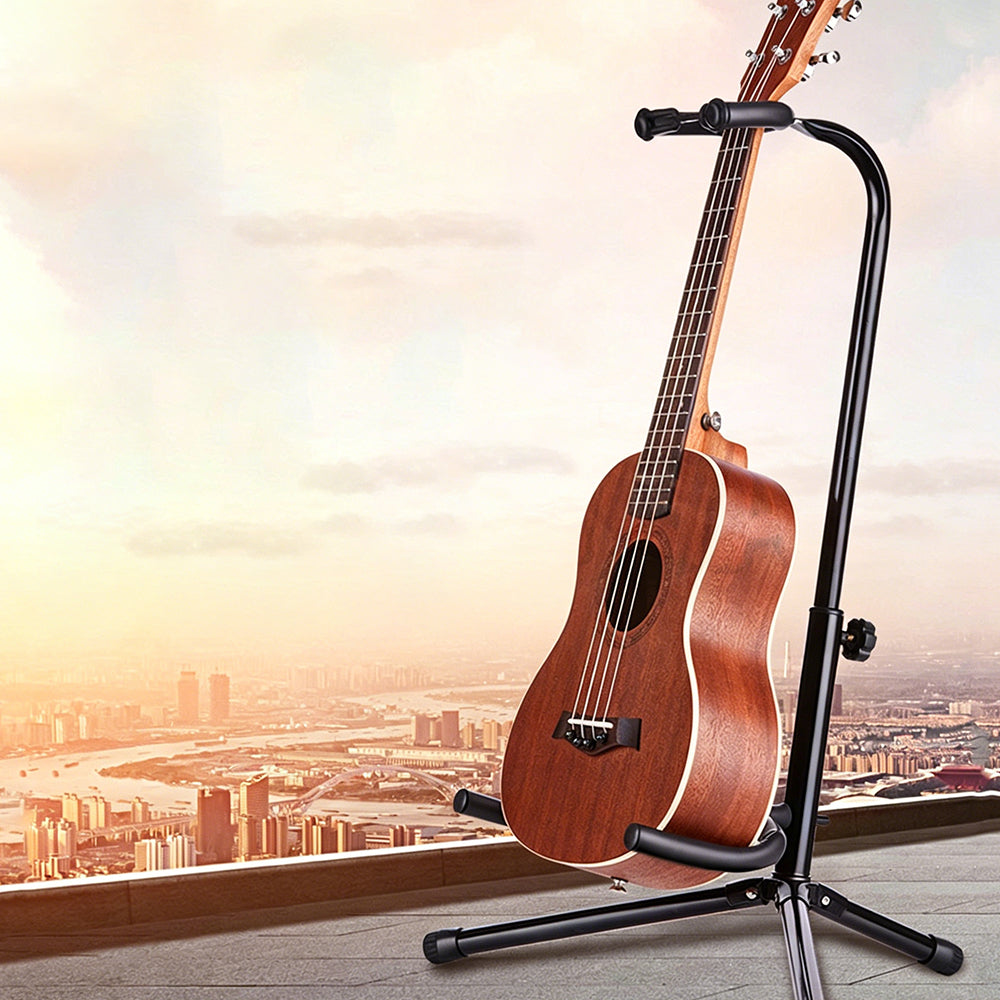 Guitar Folding Tripod Stand Acoustic Electric Gear Metal Holder Black