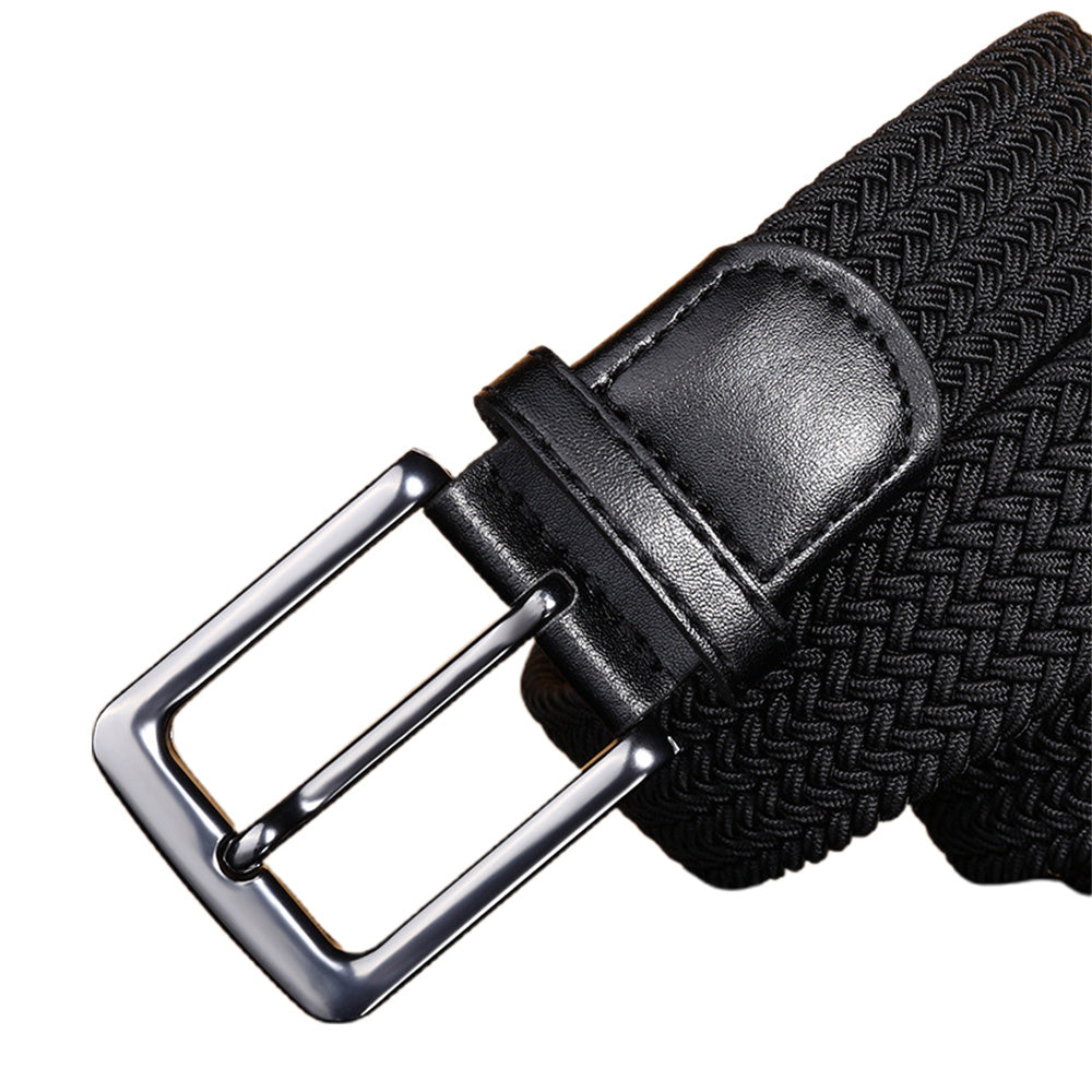 Elastic Braided Stretch Belt Adjustable Men Belt for Golf Pants Casual Shorts Jeans-Black