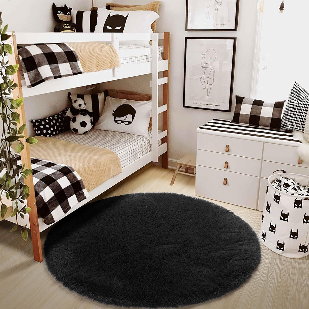 Round Fluffy Rug Plush Area Rug Soft Non Slip Carpet for Living Room Bedroom