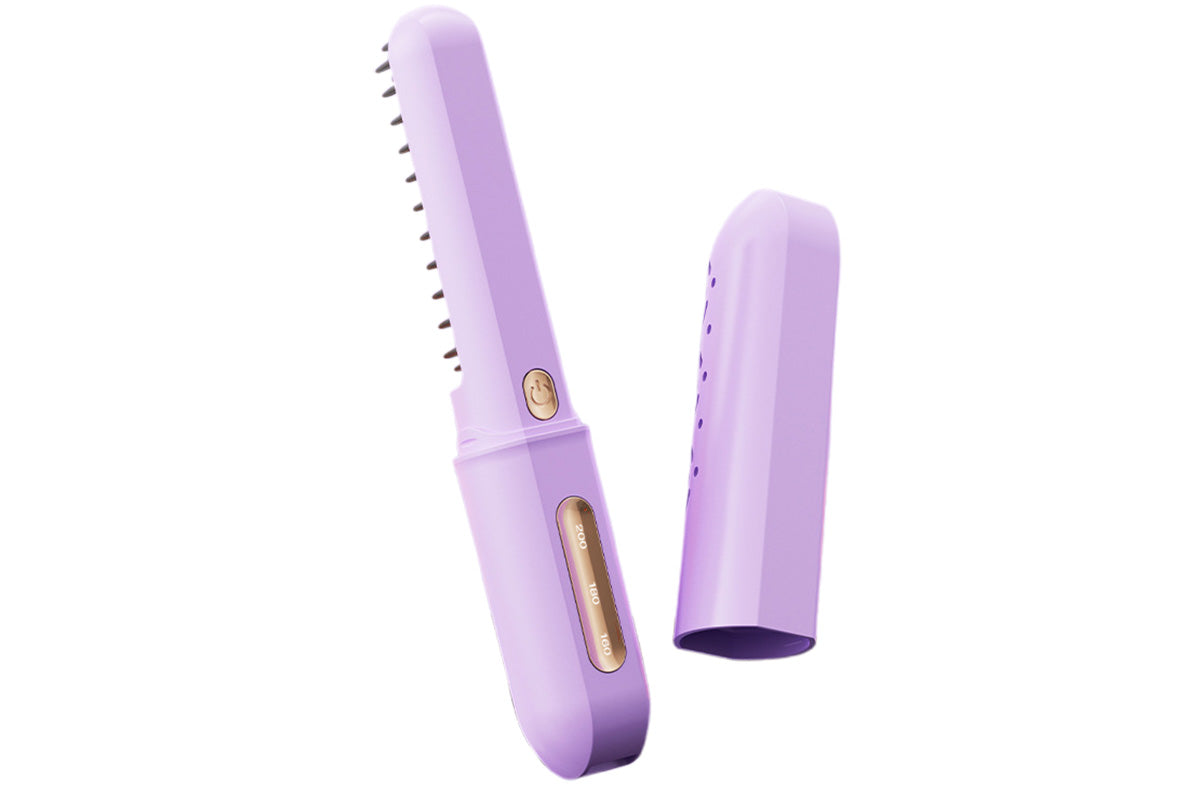 Cordless Rechargeable Hair Straightener Brush Mini Fast Heating Comb For Travel