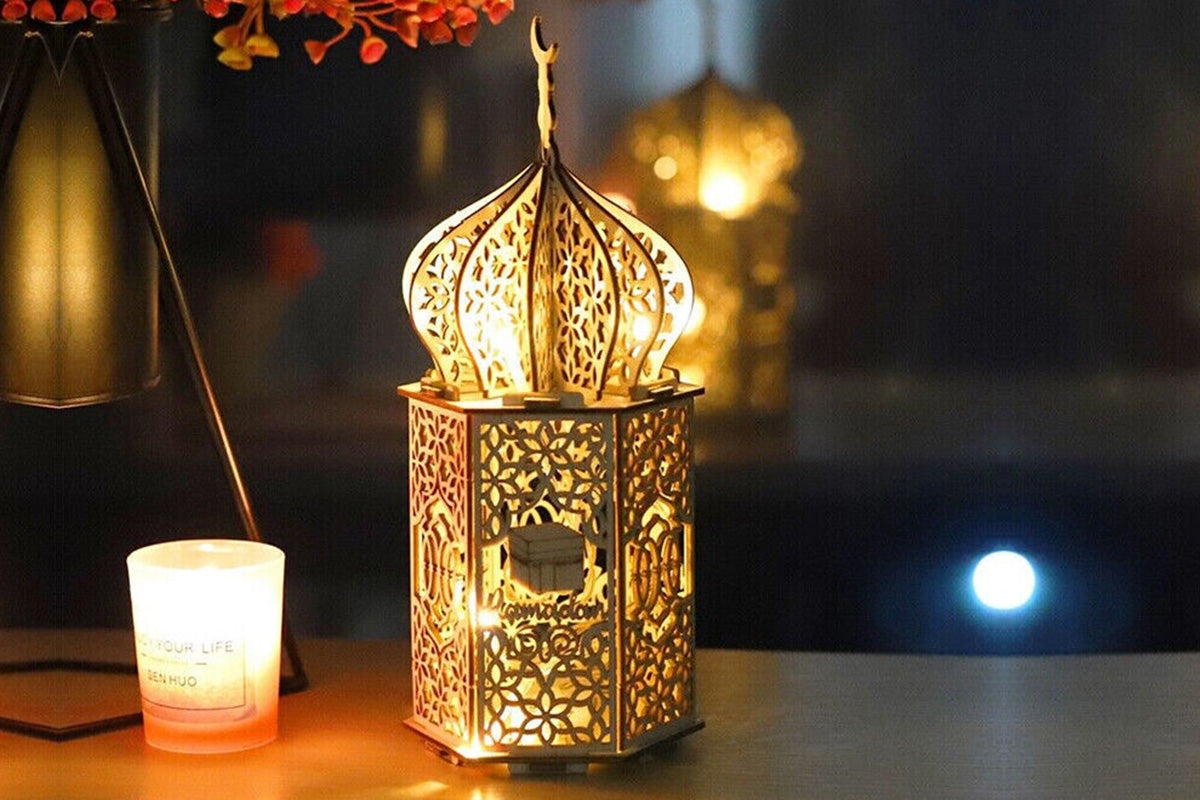 Christmas Wooden Lantern – Decorative Carved Hollow LED Night Light for Holiday Home Decor