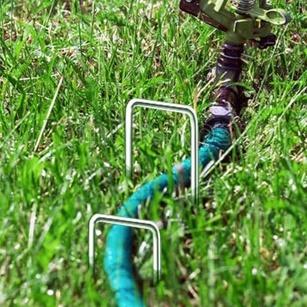 50Pcs 15cm Galvanized U Shaped Stakes for Weed Barrier and Landscape Fabric
