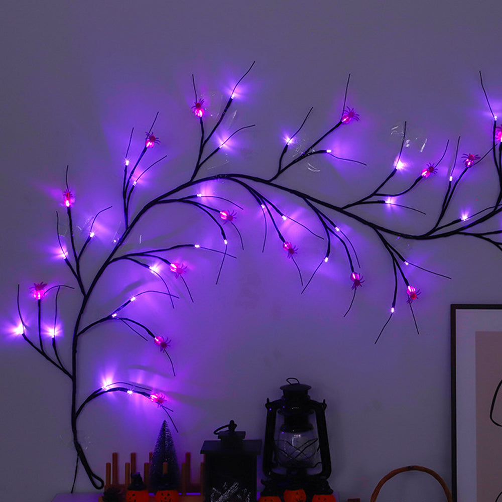Halloween Willow Vine Twig Decoration Lights-Spider Branch Light
